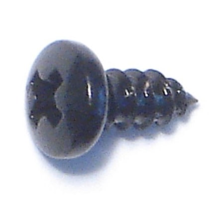 Midwest Fastener Sheet Metal Screw, #4 x 1/4 in, Black Steel Pan Head Phillips Drive, 50 PK 79501